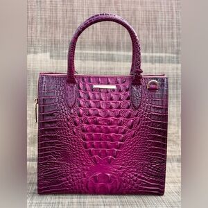Brahmin Caroline Satchel Sugar Plum Melbourne Leather NWT Rich Purple FIRM $